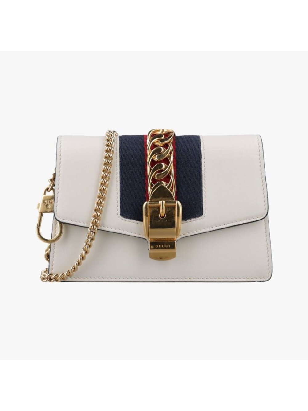 Gucci Sylvie Ivory Navy Red Leather Shoulder Bag